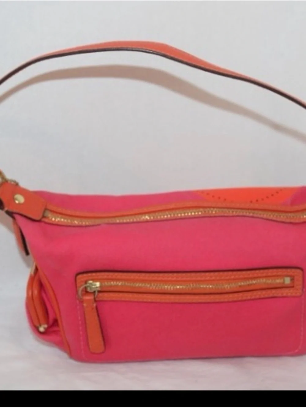 Vintage Bonnie Coach Pink and Orange Graphic Cashin-Carry Shoulder Bag